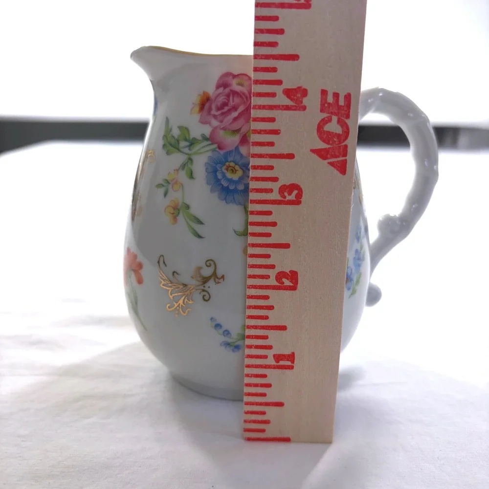 Vintage Chikaramachi Hand Painted Floral Antique 1920's Teapot & Creamer Japan